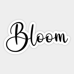 Bloom Word Art Script Typography in Black Color Sticker